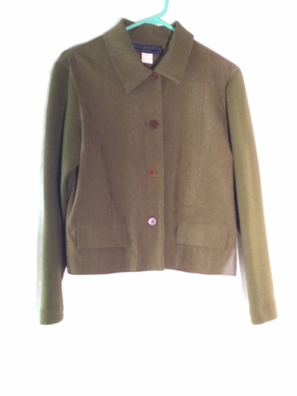 Norton McNaughton Petite Olive Brown Knit Sleeve Jacket 10P Career Blazer